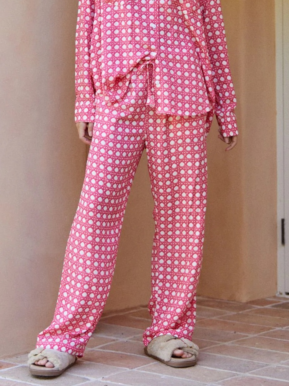 Piyama Marlon Sleep Pants Rattan Print | Raspberry Pink | Small